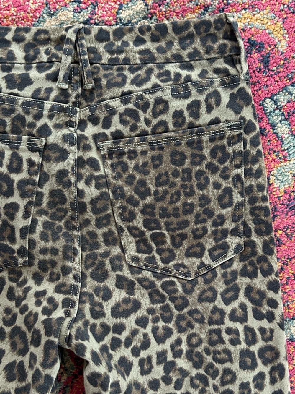 Good American | Women’s Olive Green/Black Leopard Print Good Waist Crop Jeans 28 - Picture 11 of 16